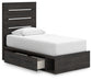 Hollivern  Panel Bed With Storage With Mirrored Dresser And Nightstand