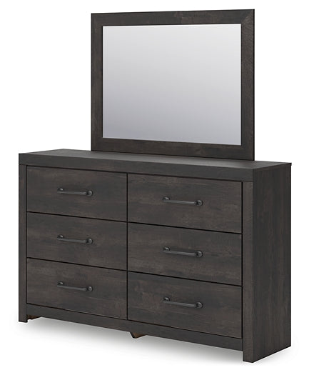 Hollivern  Panel Bed With Storage With Mirrored Dresser