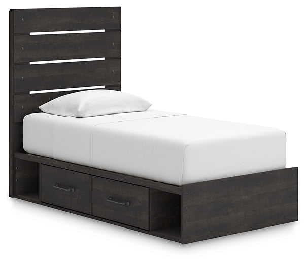 Hollivern  Panel Bed With Storage With Mirrored Dresser