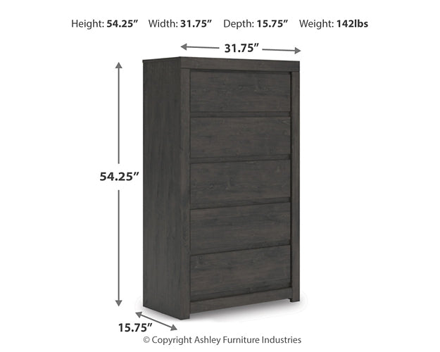 Fraluna  Panel Bed With Mirrored Dresser And Chest