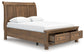 Feddinger  Storage Sleigh Bed With Mirrored Dresser And Chest