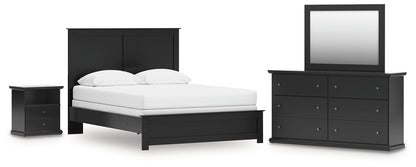 Maribel  Panel Bed With Mirrored Dresser And Nightstand