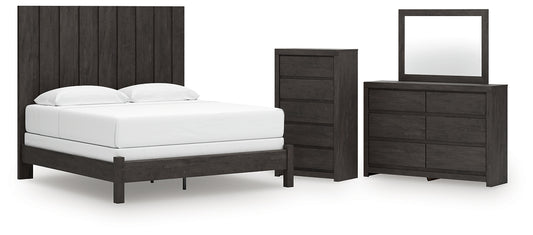 Fraluna  Panel Bed With Mirrored Dresser And Chest