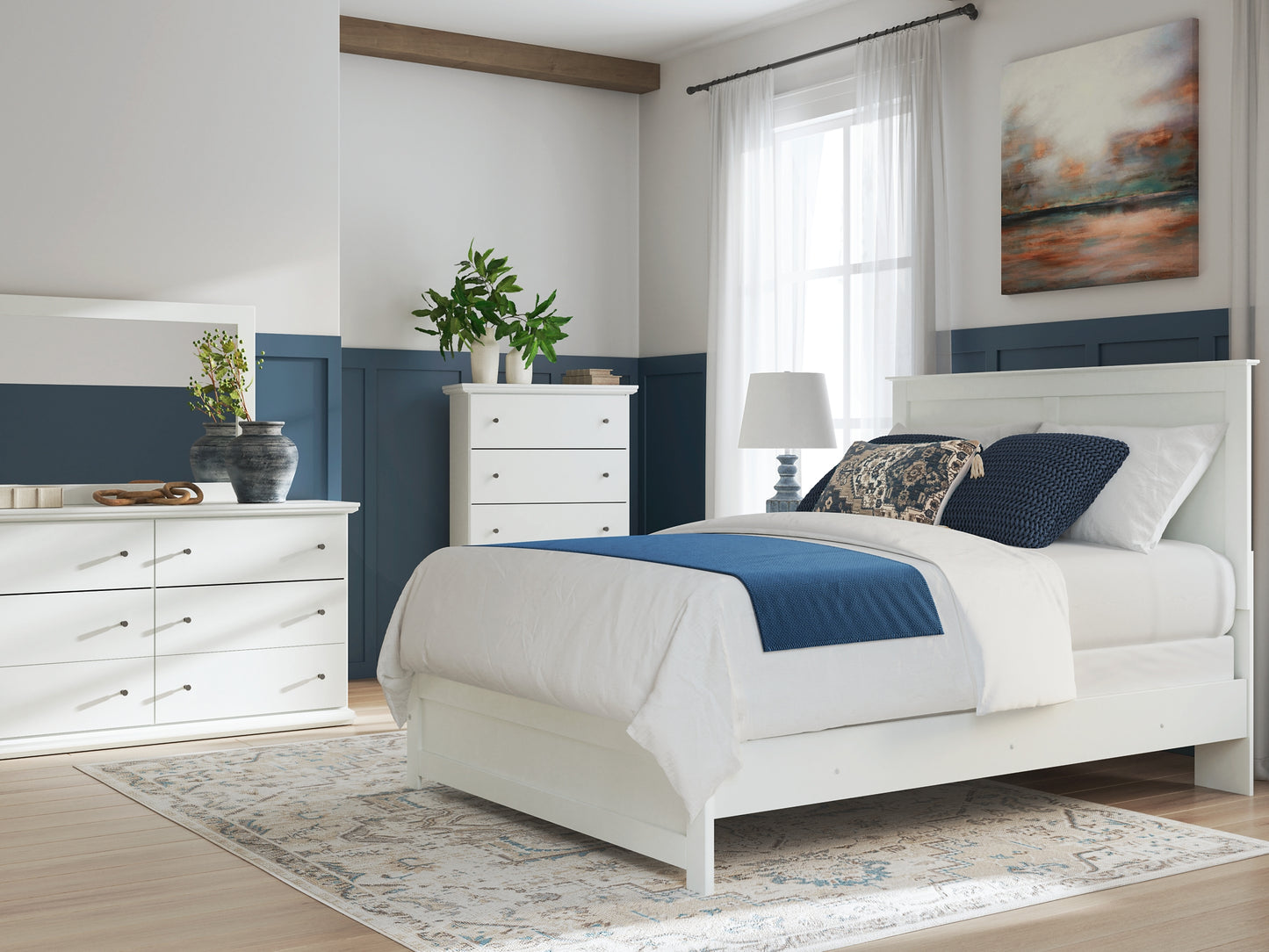 Bostwick Shoals  Panel Bed With Mirrored Dresser And Chest