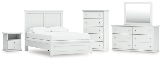 Bostwick Shoals  Panel Bed With Mirrored Dresser, Chest And Nightstand