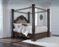 Maylee  Canopy Bed With Mirrored Dresser And Chest