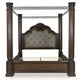 Maylee  Canopy Bed With Mirrored Dresser, Chest And Nightstand