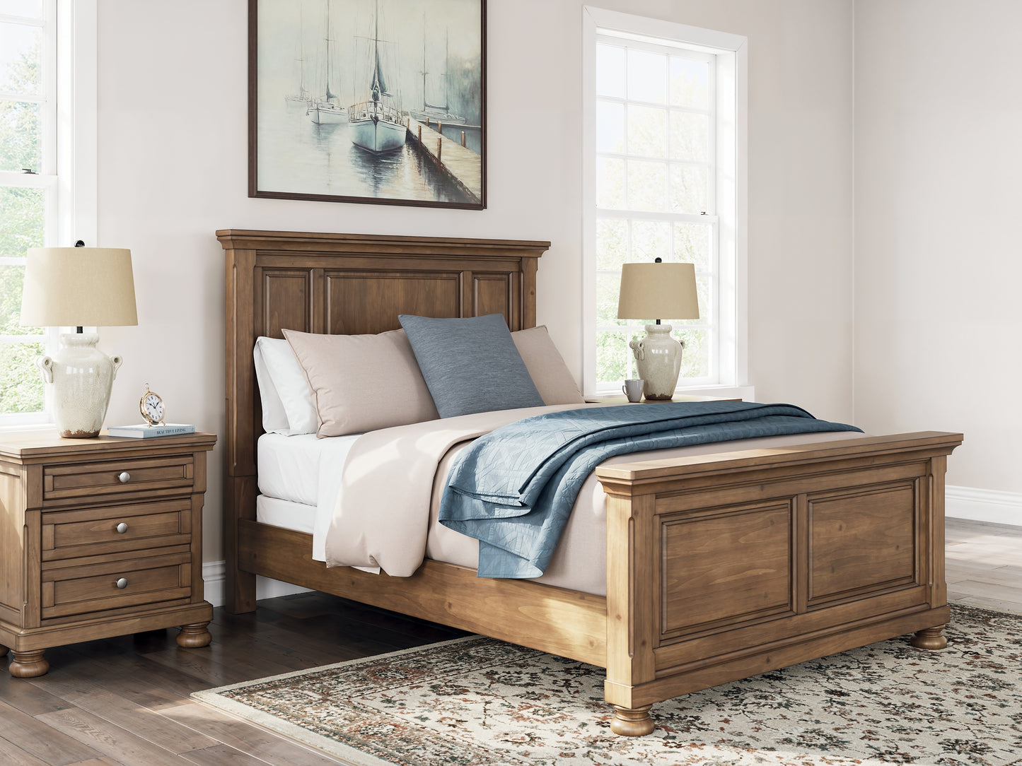 Feddinger  Panel Bed With Mirrored Dresser