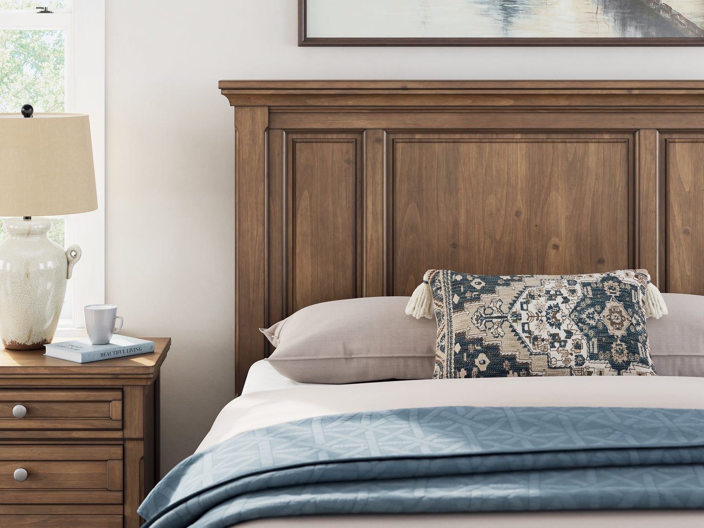 Feddinger  Panel Bed With Mirrored Dresser And Chest