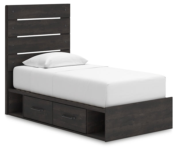 Hollivern  Panel Storage Bed With Mirrored Dresser And Nightstand