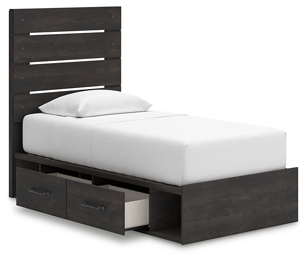 Hollivern  Panel Storage Bed With Mirrored Dresser And Nightstand
