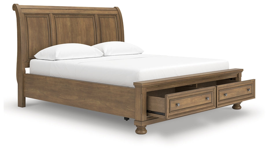 Feddinger California  Storage Sleigh Bed With Mirrored Dresser And Nightstand