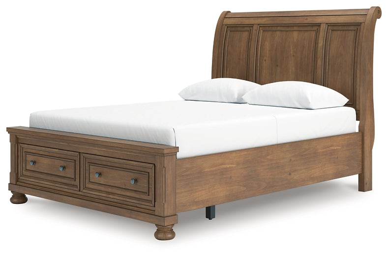 Feddinger  Storage Sleigh Bed With Mirrored Dresser, Chest And Nightstand