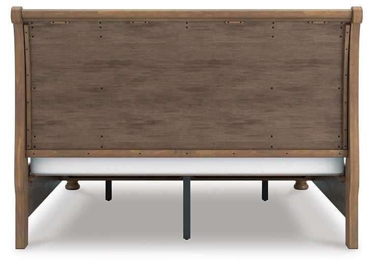 Feddinger  Storage Sleigh Bed With Mirrored Dresser And Chest