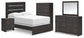 Hollivern  Panel Bed With Mirrored Dresser, Chest And Nightstand