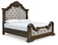 Maylee California  Upholstered Bed With Mirrored Dresser And Chest