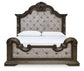 Maylee  Upholstered Bed With Mirrored Dresser And Chest
