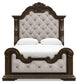 Maylee  Upholstered Bed With Mirrored Dresser And Chest