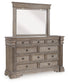 Blairhurst California  Panel Bed With Mirrored Dresser And Chest