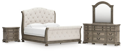 Ardenfield  Upholstered Sleigh Bed, Dresser, Mirror And Nightstand