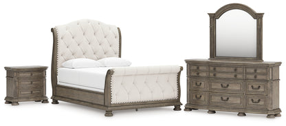 Ardenfield  Upholstered Sleigh Bed, Dresser, Mirror And Nightstand