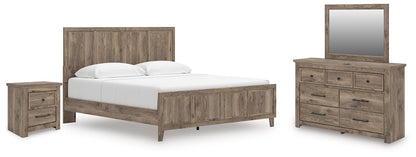 Rusticott  Panel Bed With Mirrored Dresser And Nightstand