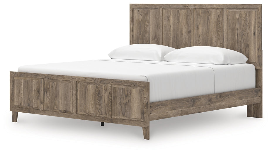 Rusticott  Panel Bed With Mirrored Dresser And Nightstand