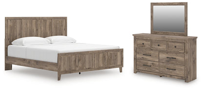Rusticott  Panel Bed With Mirrored Dresser