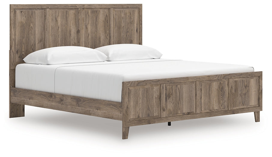Rusticott  Panel Bed With Mirrored Dresser