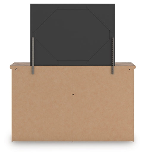 Rusticott  Panel Bed With Mirrored Dresser And Nightstand