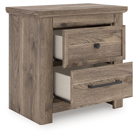 Rusticott  Panel Bed With Mirrored Dresser And Nightstand