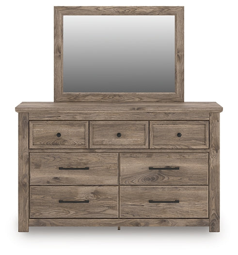 Rusticott  Panel Bed With Mirrored Dresser