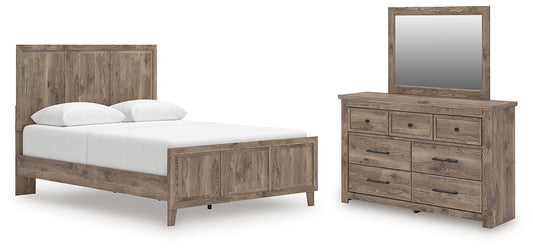Rusticott  Panel Bed With Mirrored Dresser