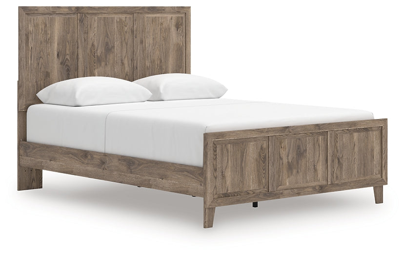 Rusticott  Panel Bed With Mirrored Dresser