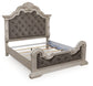 Bruchandi  Upholstered Panel Bed With Mirrored Dresser