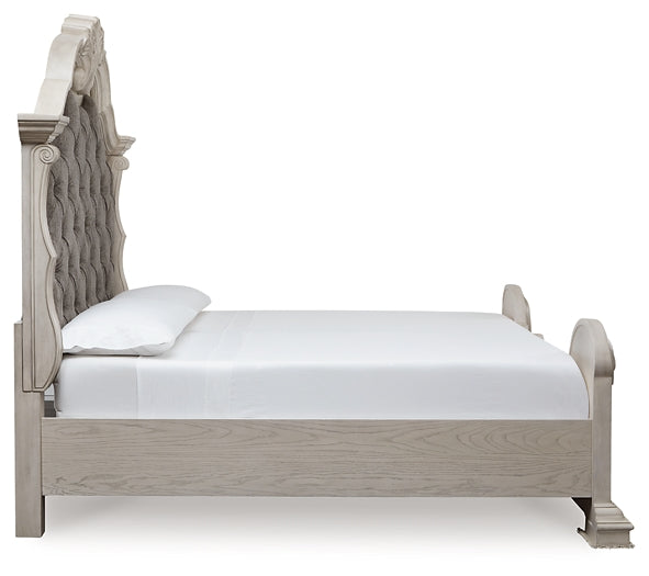 Bruchandi  Upholstered Panel Bed With Mirrored Dresser