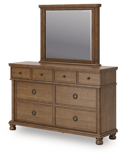 Rowlenstown  Poster Bed With Mirrored Dresser And Nightstand