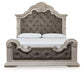 Bruchandi California  Upholstered Panel Bed With Mirrored Dresser And Nightstand
