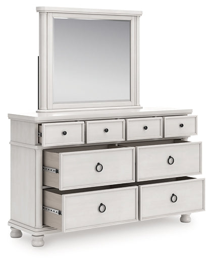 Rowlenstown  Poster Bed, Dresser, Mirror And Nightstand