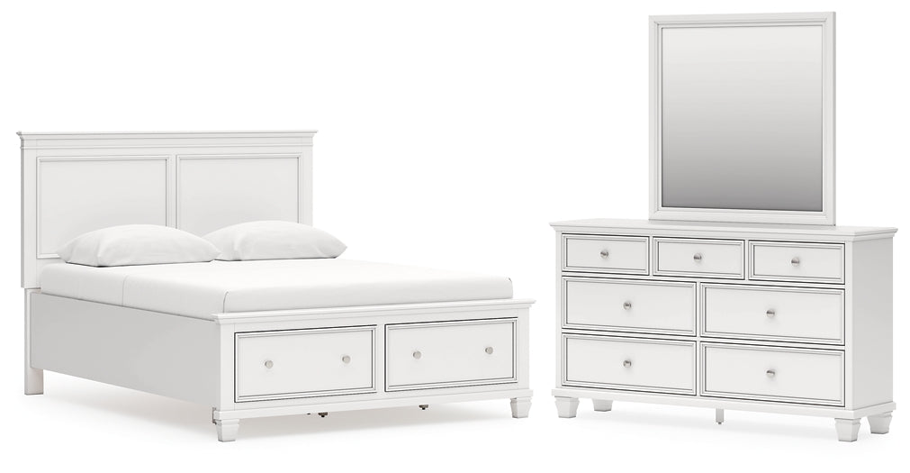 Fortman  Panel Storage Bed With Mirrored Dresser