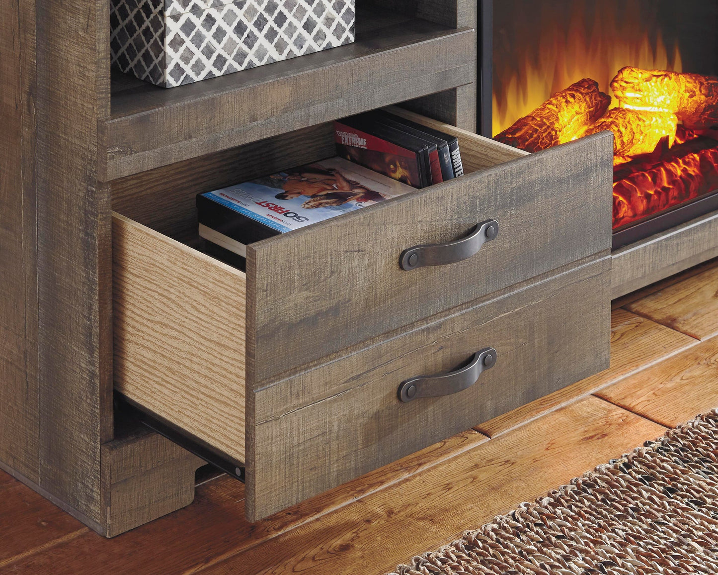 Mueble para TV Trinell de 63" con chimenea eléctrica