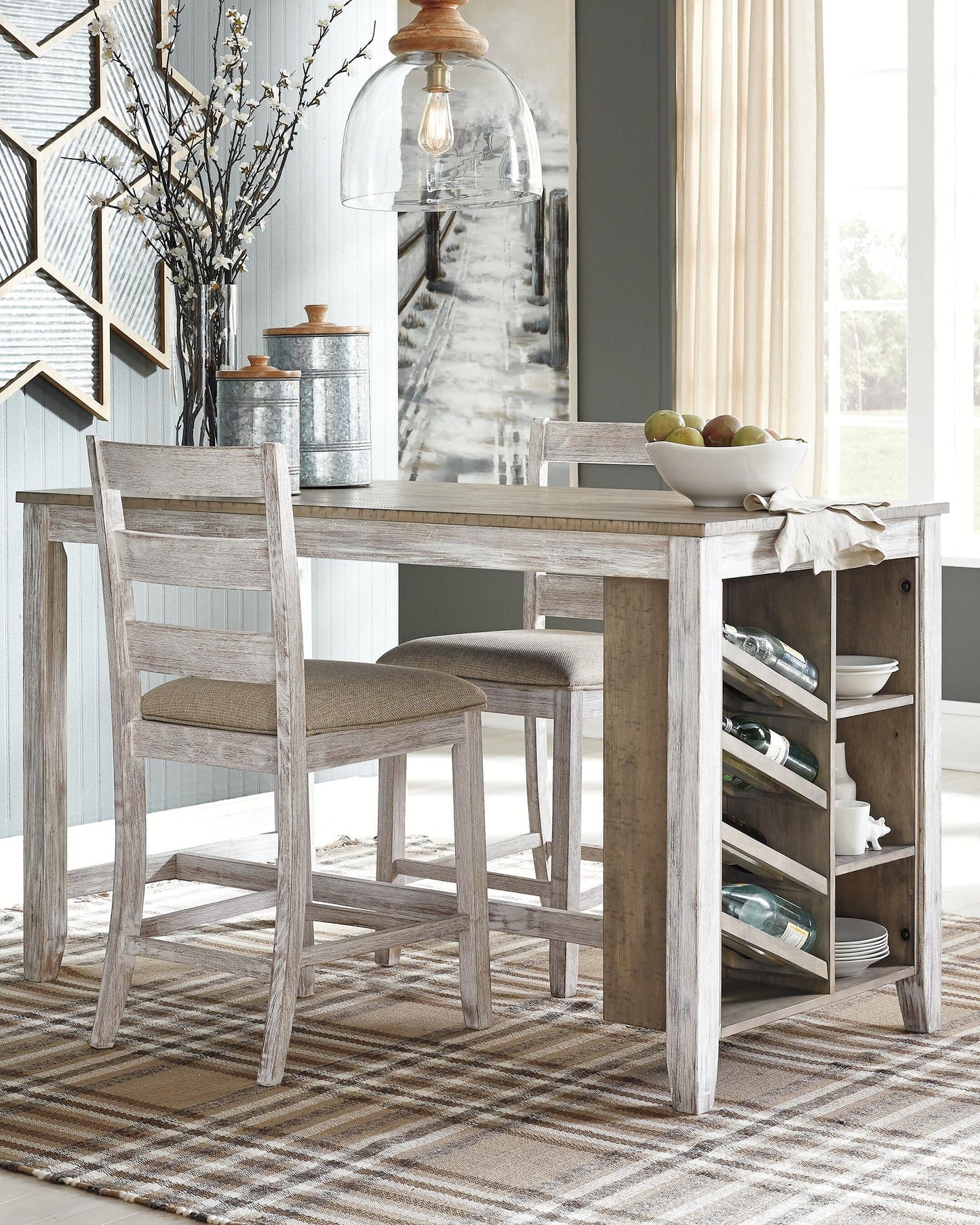 Mesa de mostrador rectangular Skempton con almacenamiento