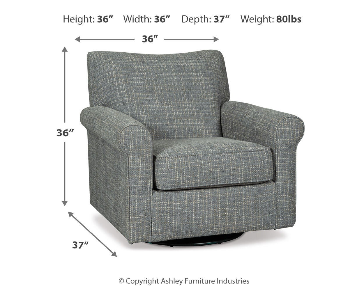 Sillón giratorio con acento deslizante Renley