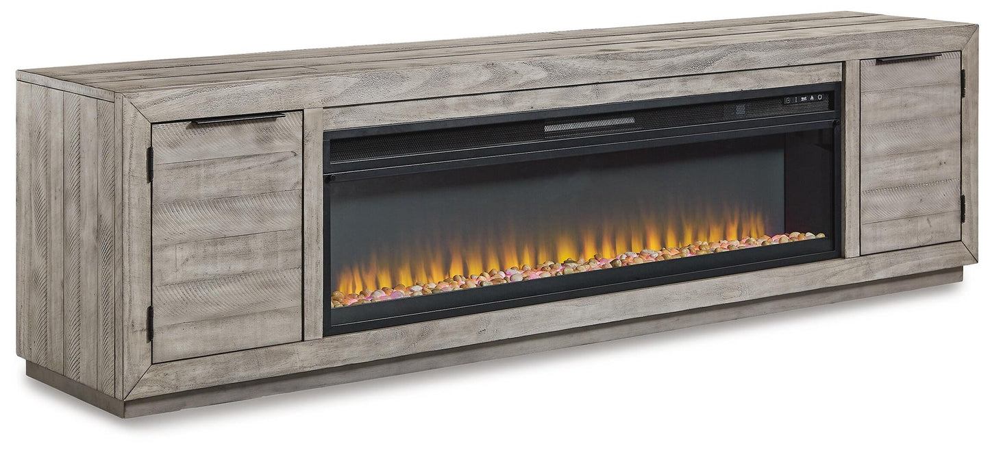 Mueble para TV Naydell de 92" con chimenea eléctrica