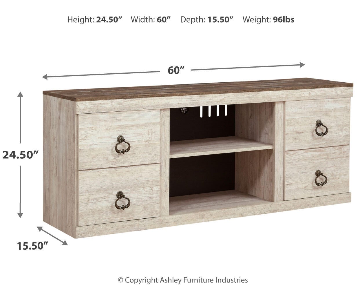 Mueble para TV LG Willowton con opción de chimenea