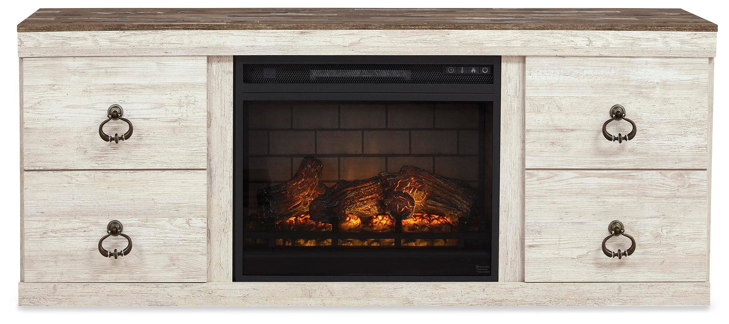 Centro de entretenimiento Willowton de 4 piezas con chimenea eléctrica
