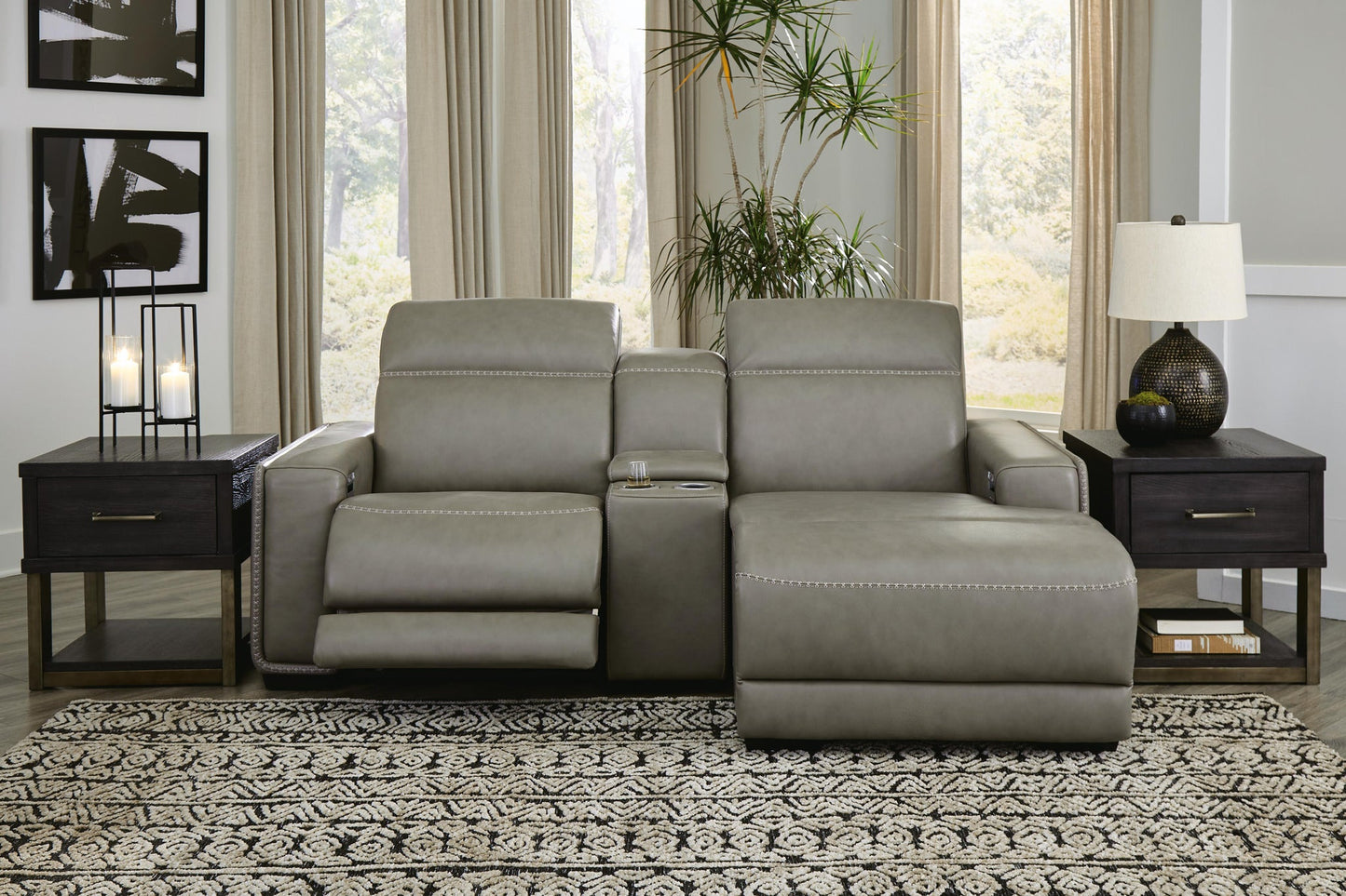 Seccional reclinable eléctrico de 3 piezas con chaise longue Correze