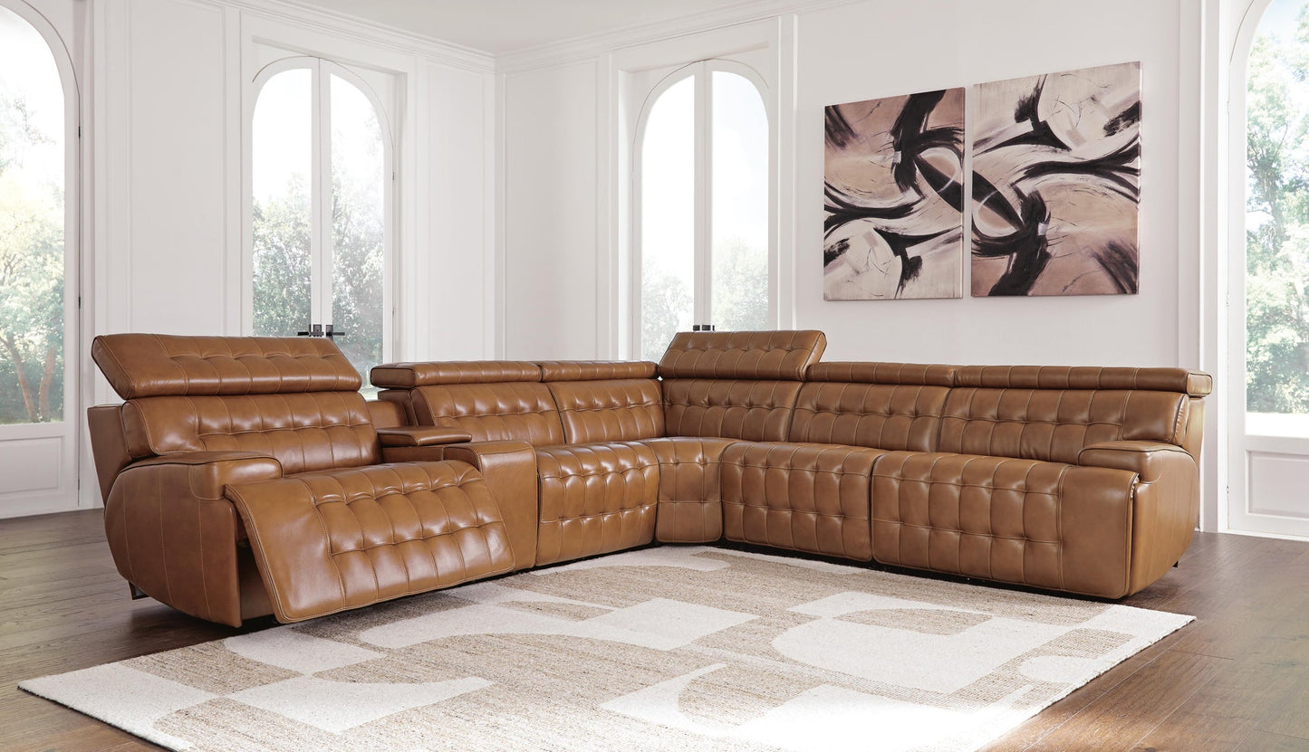 Seccional reclinable eléctrico Tempmpton de 6 piezas