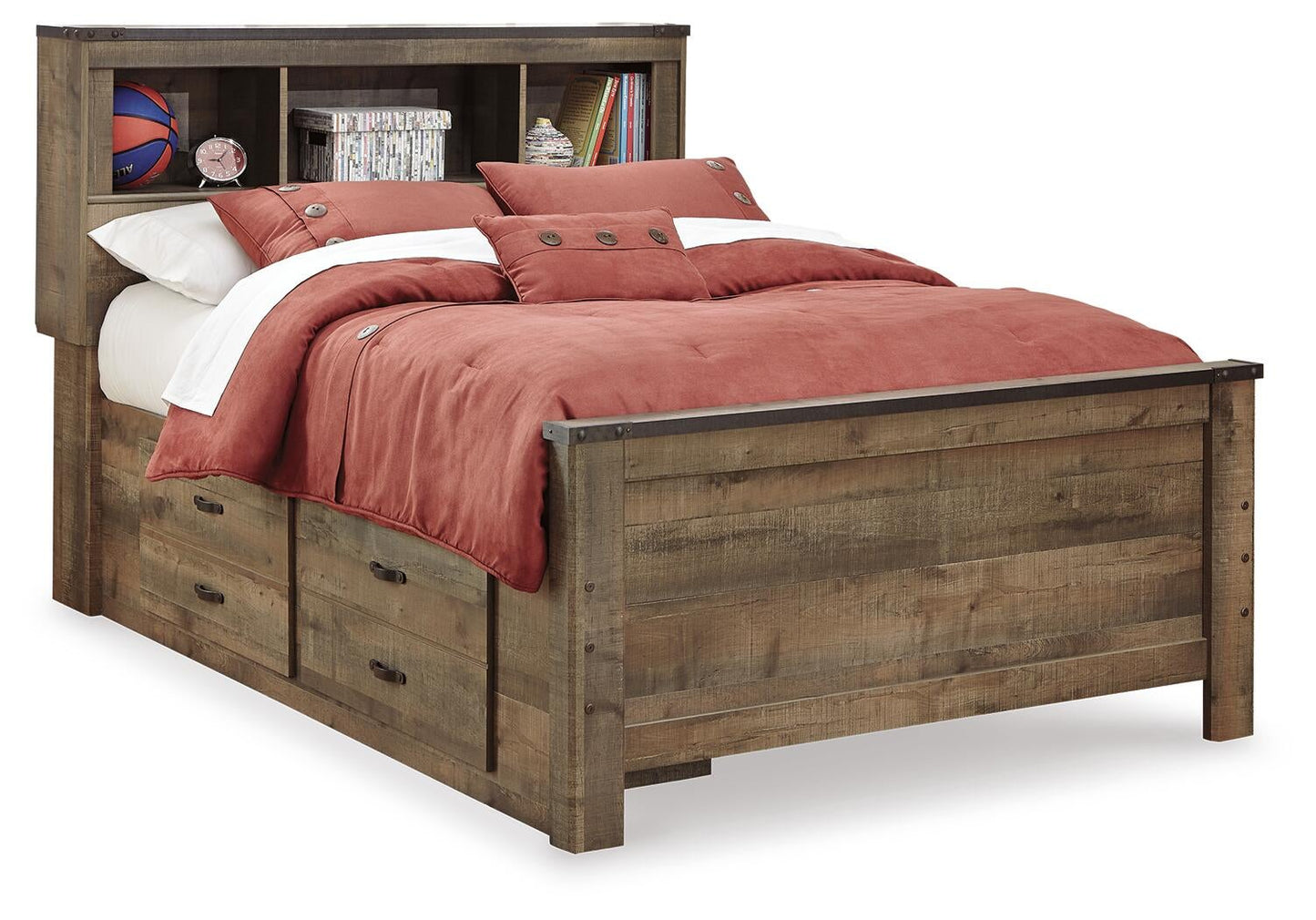 Cama-librería Trinell con almacenamiento en dos lados