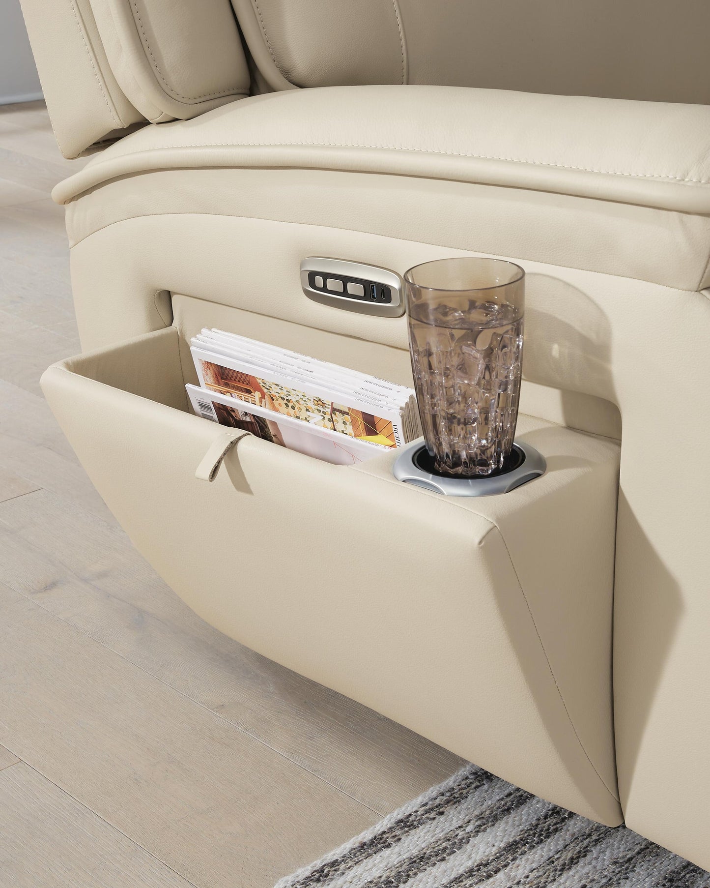 Sofá seccional reclinable eléctrico de 3 piezas con consola Double Deal